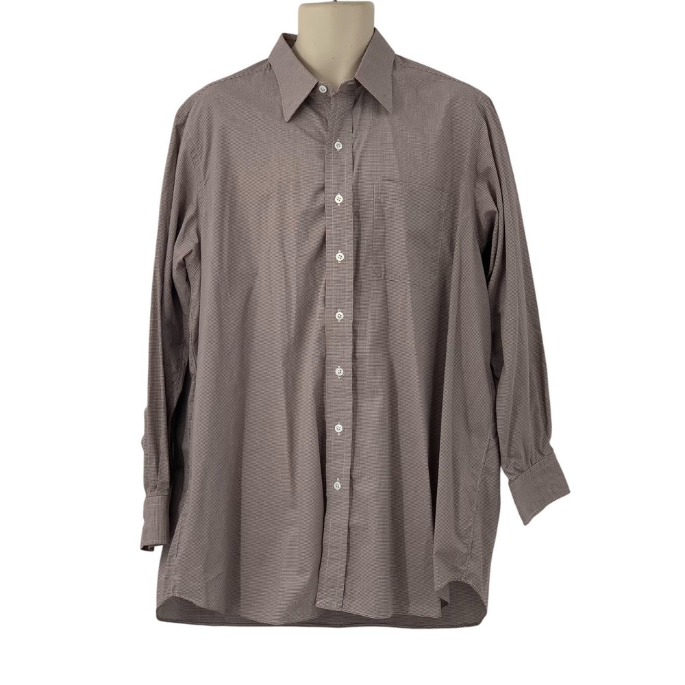 Hamilton‎ 1883 Men's Long Sleeve Button Down Shirt Brown Gingham Plaid Size XL